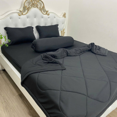 Bộ drap thun Hàn Quốc loại 1 có mền 5 món ( 1 drap + 1 chăn chần bông + 3 áo gối) đủ size