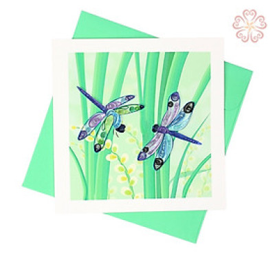 Thiệp Quilling nghệ thuật - chuồn chuồn - size 15x15cm