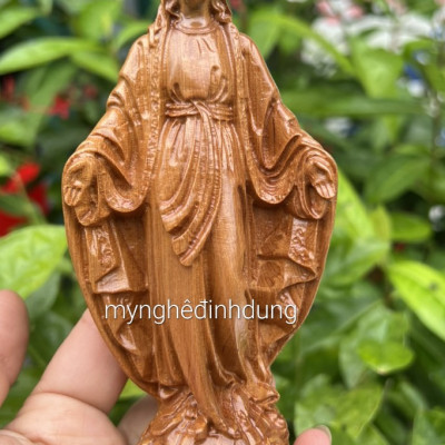 Tượng điêu khắc đức mẹ bạn ơn bằng gỗ bách xanh thơm nức kt cao 20x8x6cm 