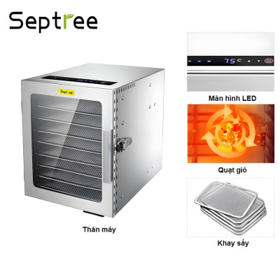 Máy sấy thực phẩm 8 khay thương hiệu Mỹ Septree DBC-08A01 công suất 500W - Hàng nhập khẩu