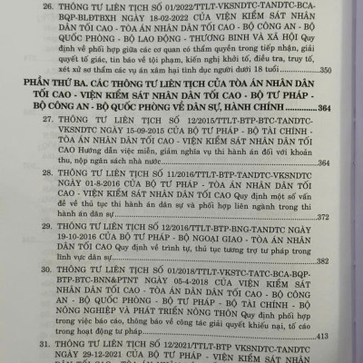 Các Thông Tư Liên Tịch Của Tòa Án Nhân Dân Tối Cao, VKSNDTC về Hình Sự, Tố Tụng Hình Sự, Dân Sự, Tố Tụng Dân Sự