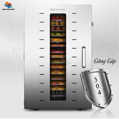 Máy Sấy Thực Phẩm Inox HTG 16 Khay 40cm Khay Inox SS304 Chống Rỉ Sét, Chống Rơi, Hàng Chính Hãng