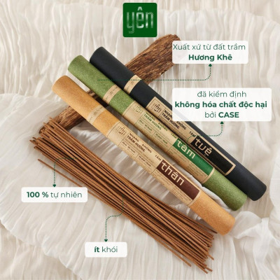 Nhang Trầm Hương Không Tăm Yên Loại Thân, Tâm, Tuệ Sạch Tự Nhiên Ít Khói An Toàn Dùng Thiền Thư Giãn