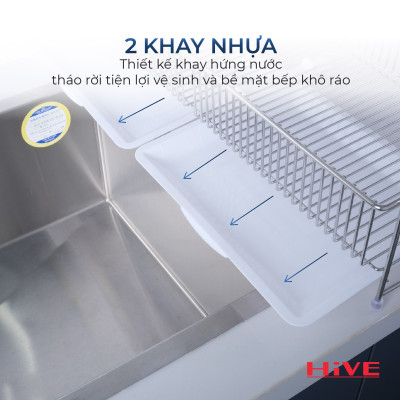 Giá úp chén bát WIDE 99 Shelf 2 Tầng inox Cao Cấp