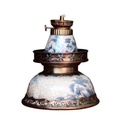 Đèn thờ dầu men rạn Bát Úp cổ gốm sứ Bát Tràng (đèn dầu, đèn thờ cúng)