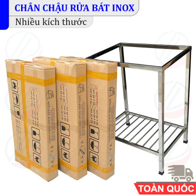 COMBO Chậu Inox 2 Hộc Có Chân Kèm Kệ Úp Chén Đa Năng - Gồm chậu 2 hộc, chân, kệ chén 1 tầng hoặc 2 tầng, vòi Luxta lạnh, tặng rổ rút, dây cấp, keo lụa