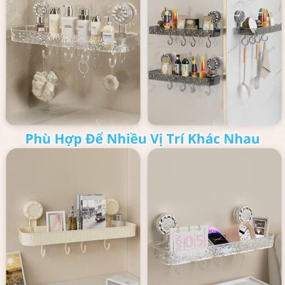 Kệ Để Đồ Phòng Tắm Cốc Hút Chắc Chắn, Chất Liệu PET, Móc Treo Tiện Lợi - HÀNG CHÍNH HÃNG MINIIN