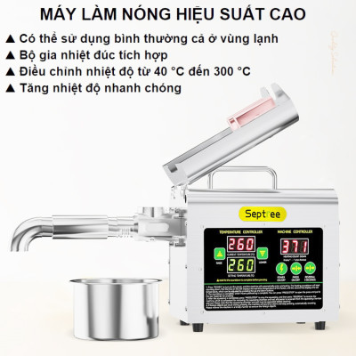 Máy ép dầu ăn thực vật chuyên dụng gia đình thương hiệu Septree T2S công suất 1000W - Trục ép dài 236mm - Bảo Hành 1 Năm - Hàng nhập khẩu
