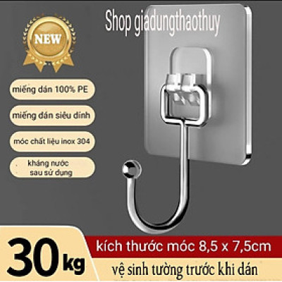 Móc dán nhựa inox siêu dính dán tường treo đồ dùng nhà bếp phòng tắm bàn làm việc, trang trí decor nhà cửa - 5 móc - 10 móc
