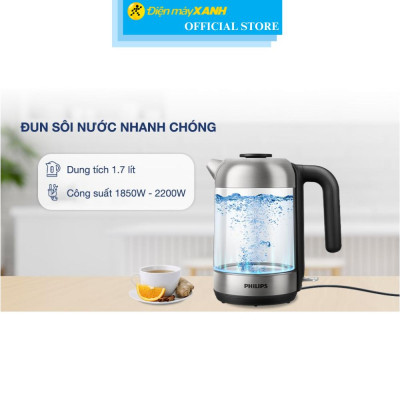 Bình đun siêu tốc Philips 1.7 lít HD9339/80 - Hàng Chính Hãng
