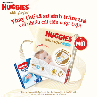 Combo 3 Tã/bỉm dán Huggies Skincare Super Jumbo M76+3/L68/XL60/XXL54