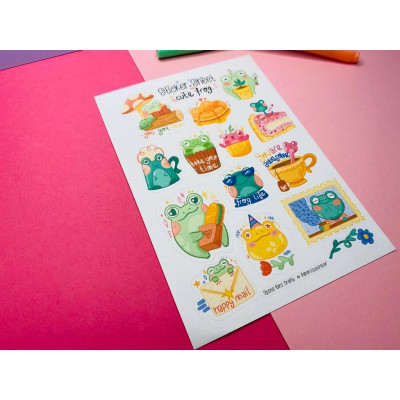 Sticker sheet cute frog - chuyên dán, trang trí sổ nhật kí, sổ tay | Bullet journal sticker - unim006