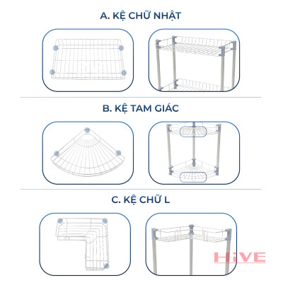 Kệ Hình Chữ Nhật 2/3/4 Tầng Cao Cấp