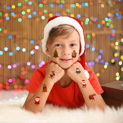 30 tờ hình xăm dán Giáng sinh Noel 180 hình lễ hội cây thông quả cầu tuyết tất người tuyết tuần lộc santa claus ông già nôen chuông misletoe gingerbread man Legaxi