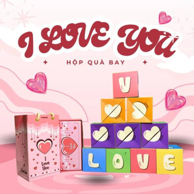 Hộp Quà Tự Bung I Love You 2 - The Kas - Trái Tim Nhiều Màu