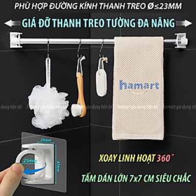 Giá Đỡ Thanh Treo Rèm Dán Góc Tường Xoay 360 Hamart Móc Vòng Tròn Siêu Dính Cố Định Đa Năng