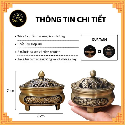 Lư xông trầm hương lư đốt trầm thay thác khói trầm hương, đồ thờ cúng phong thủy shop Diệu Tâm - Lư hương hợp kim
