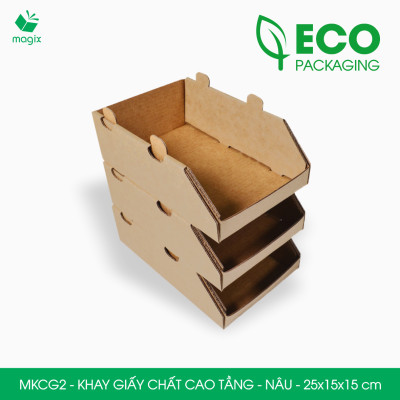 MKCG2 - 25x15x15 cm - 5 Khay giấy chất cao tầng bằng giấy carton siêu cứng, kệ giấy đựng đồ văn phòng, khay đựng dụng cụ, khay linh kiện, kệ phân loại dụng cụ