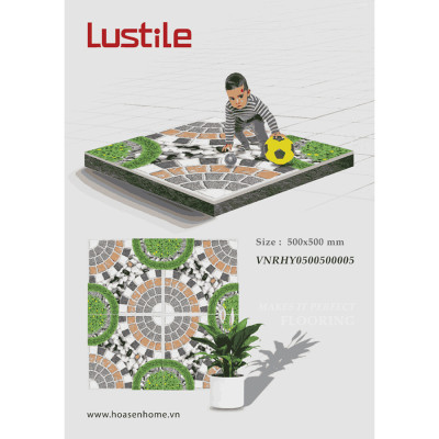 Gạch sân vườn bán sứ LUSTILE VNRHY0500500005 bề mặt sugar, độ hút nước thấp, kích thước 500mmx500mm, thùng 6 viên - Hàng chính hãng