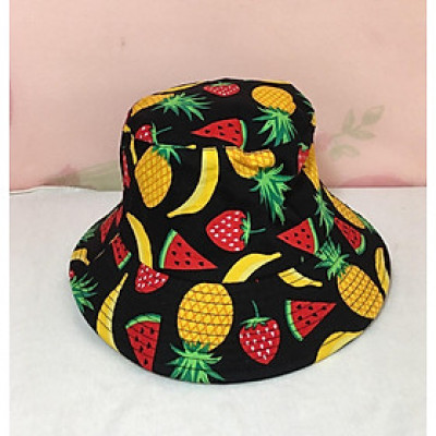 mũ mucket phong cách hàn họa tiết hoa quả