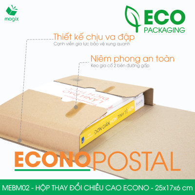 MEBM02 - 25x17x6 cm - 100 hộp carton thay đổi chiều cao siêu tiết kiệm - Hộp đóng sách, hộp gói hàng