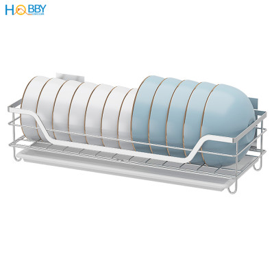 Kệ đựng chén dán tường nhà bếp inox 304 có khay nhựa Hobby Home Decor KCH