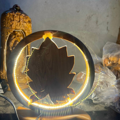 Tượng Diện phật có lắp bóng đèn bằng gỗ hương đá kt 20×20×6cm