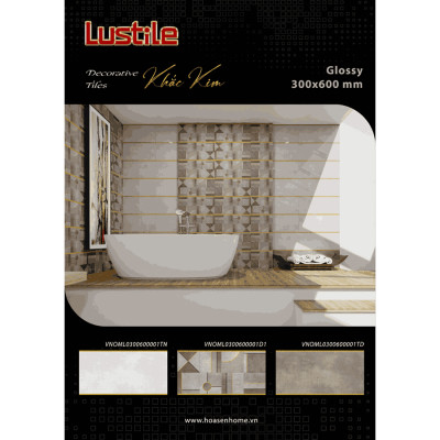 Gạch ốp tường bán sứ LUSTILE VNOML0300600001D1 bề mặt bóng, độ hút nước thấp, kích thước 300mmx600mm, thùng 8 viên - Hàng chính hãng