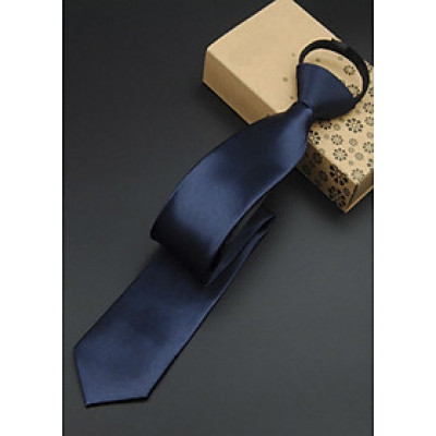 Cà Vạt Nam Thắt Sẵn Rút Dây Titishop CA54 - Xanh Đen