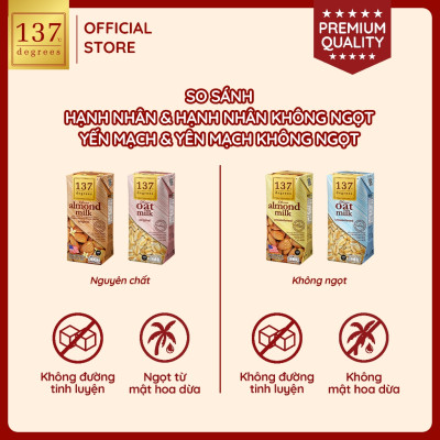 Lốc 3 hộp Sữa hạt Hạnh nhân Không đường 137 DEGREES 180ml
