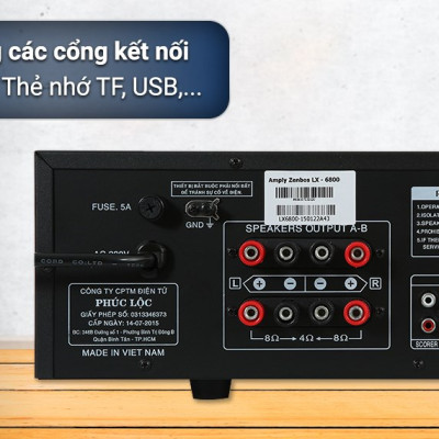 Amply Karaoke Bluetooth Công Suất Lớn 800W Zenbos LX-6800, 12 Sò Đại (Hàng Chính Hãng)