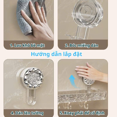 Kệ Để Đồ Phòng Tắm Cốc Hút Chắc Chắn, Chất Liệu PET, Móc Treo Tiện Lợi - HÀNG CHÍNH HÃNG MINIIN