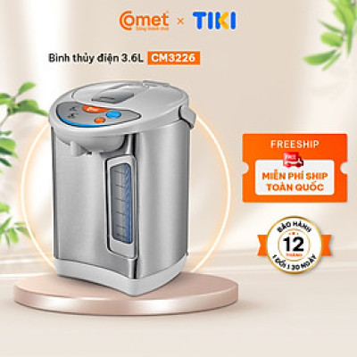 Bình thủy điện Comet CM3226 – Dung tích 3.6L, công suất 730W, ruột inox 304, giữ ấm tự động – Hàng Chính hãng, bảo hành 12 tháng