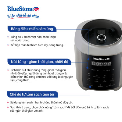 Máy Xay Nấu Sữa Hạt Đa Năng BlueStone BLB-6038 - Công suất 1000W - 7 chương trình nấu - Hàng chính hãng 