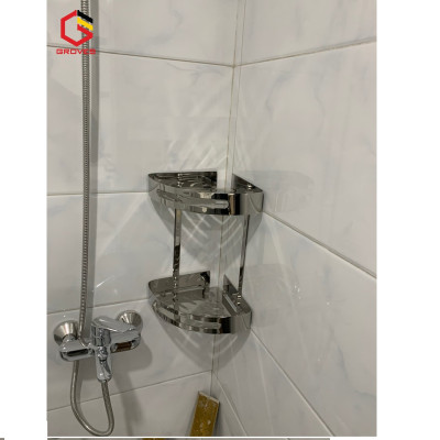 Kệ góc đa năng 2 tầng GG01G, chất liệu inox cao cấp đẹp, bóng, cho bạn thời gian sử dụng dài hạn