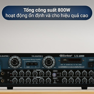 Amply Karaoke Bluetooth Công Suất Lớn 800W Zenbos LX-6800, 12 Sò Đại (Hàng Chính Hãng)