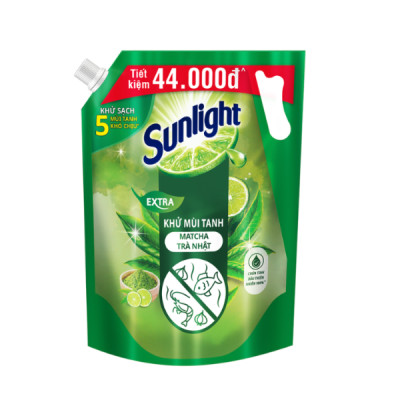 Túi Nước Rửa Chén Sunlight Bio-care Thiên Nhiên 100% Gốc Thực Vật Hương Matcha Trà Nhật 3.3KG