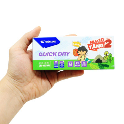 Hộp 12 Bút Gel Quick Dry 0.5 mm - Thiên Long GEL-040/KM - Mực Tím