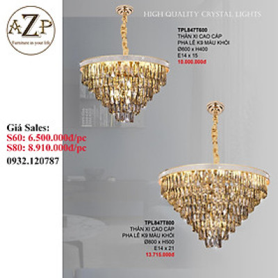 ĐÈN THẢ TRẦN PHA LÊ / ĐÈN THÔNG TẦNG TRANG TRÍ PHÒNG KHÁCH / PHÒNG NGỦ / CẦU THANG / KHÔNG GIAN SANG TRỌNG AZP-847 phong cách đương đại, hàng nhập khẩu AZP