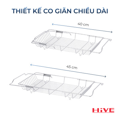 Kệ Để Đồ Gác Ngang Bồn Rửa Bát (HPH-SQUARE SLIDE SINK RACK) Cao Cấp.