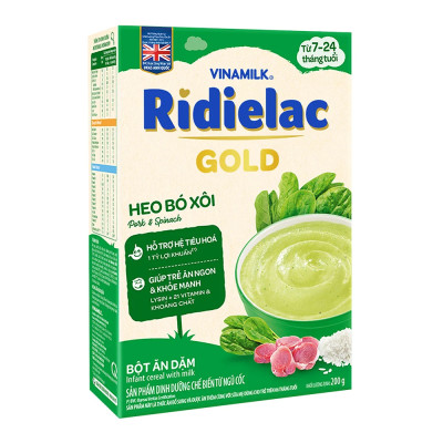 Bột Ăn Dặm Vinamilk Ridielac Gold Vị Heo Bó Xôi (200g)