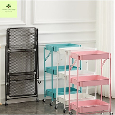 Kệ Để Đồ Đa Năng Gấp Gọn 3 Tầng Có Bánh Xe Cao Cấp