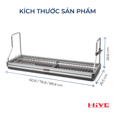 Giá úp chén bát treo tủ bếp trên Premium Black Hive Hàn Quốc