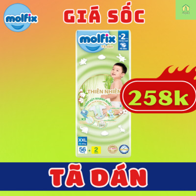 (MẪU MỚI CẢI TIẾN 2024) Tã/bỉm dán trẻ em Molfix thiên nhiên size XXL54 miếng