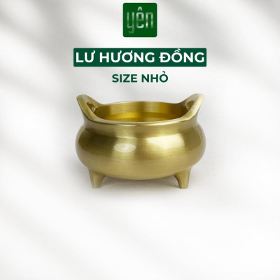 Lư Nhang Thảo Mộc Bằng Đồng Loại Mini Đường Kính 4.4cm x Cao 4cm Trang Trí Bàn Thờ Dâng Hương Thư Giãn Tài Lộc