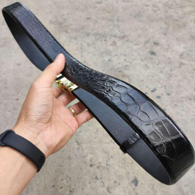 Thắt lưng liền nguyên tấm da bụng cá sấu N29D2 (Mặt vàng)