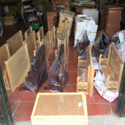 Combo bộ bàn thờ chung cư kt 107cm + ám khói + đèn led ốp hậu bàn thờ 