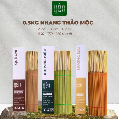 Nhang Thảo Mộc 0.5kg Giá Sỉ Quế Khuynh Diệp Hương Bài Loại 23-30-40cm 400-350-250 Thanh Yên 100 % Tự Nhiên Thờ Cúng