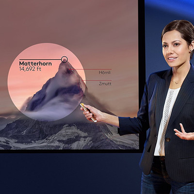 Bút trình chiếu từ xa Logitech Spotlight - không dây đến 30m, kết nối Bluetooth và USB, phóng to để nhấn mạnh, điều khiển con trỏ bật video - Hàng chính hãng