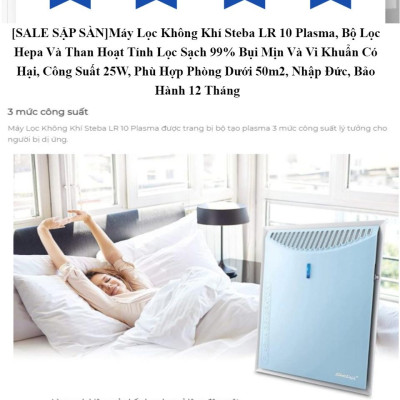 Máy Lọc Không Khí Steba LR 10 Plasma Hàng Chính Hãng